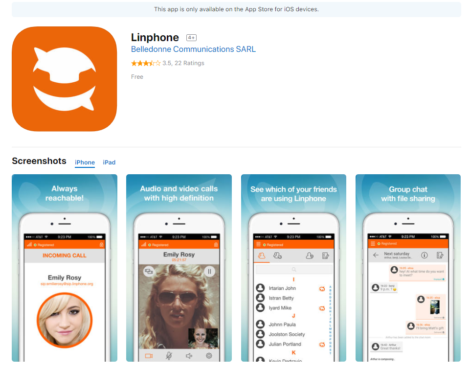 Linphone iTunes
